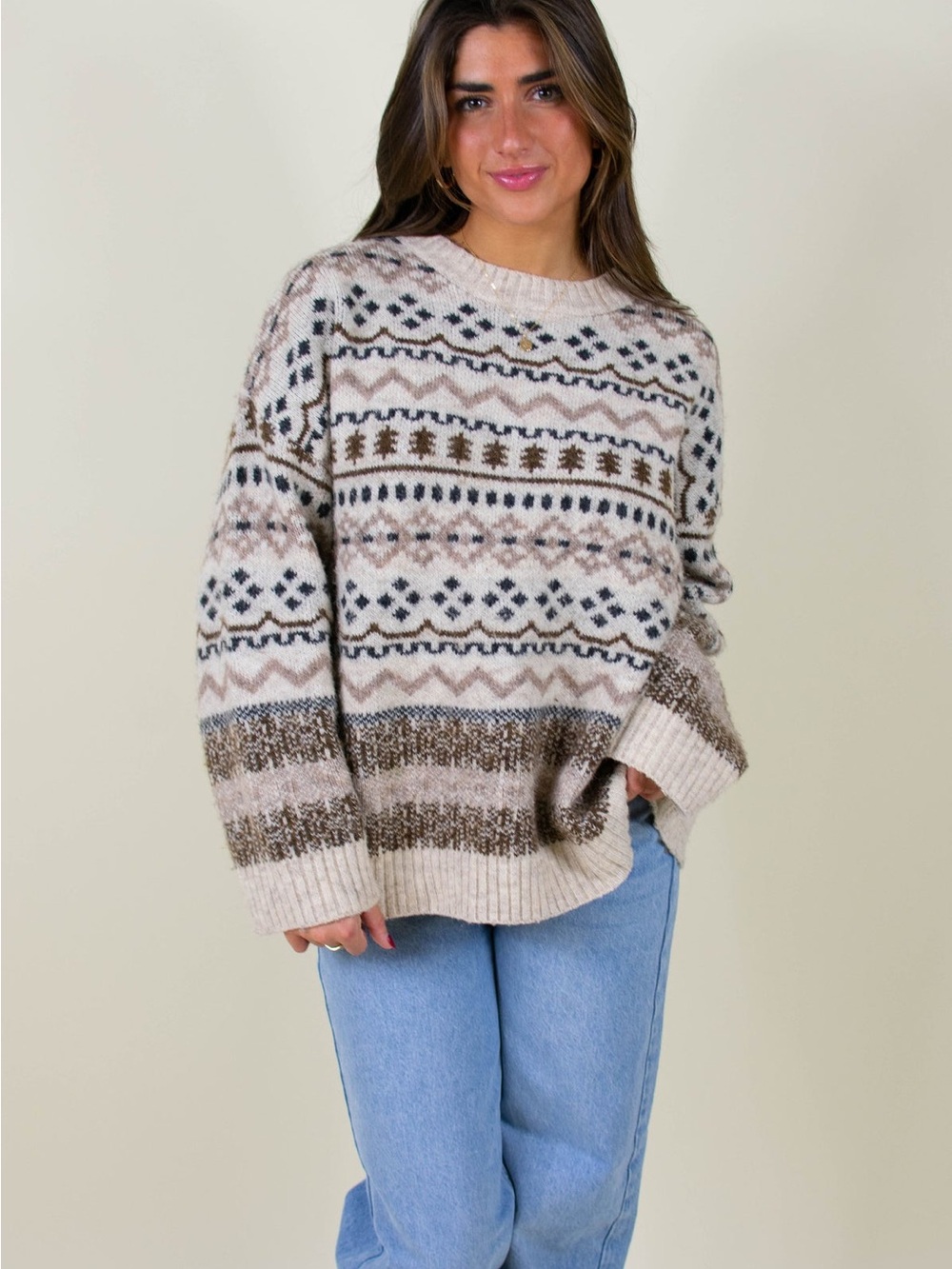 Grey Bandit- COOL VIBES SWEATER -Cozy Patterned Crewneck Sweater Sz XXL